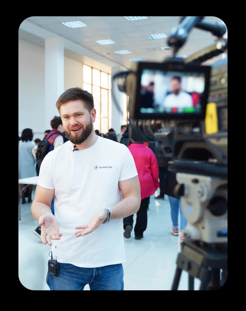 Man in front of the camera